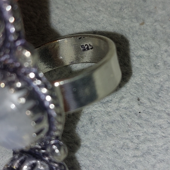 Moonstone and Amethyst Triple Stone Statement Ring Size 8.5 - Picture 8 of 9